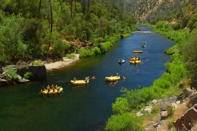Warm water swimming on a rafting trip on the Merced River