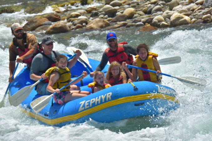 Family rafting together on the Kings River